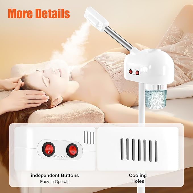 Facial Steamers, Mist Face Steamer for Skin Care Ozone Therapy Face Steam Machine for Salon Beauty Spa, Esthetician Steamer for Facial