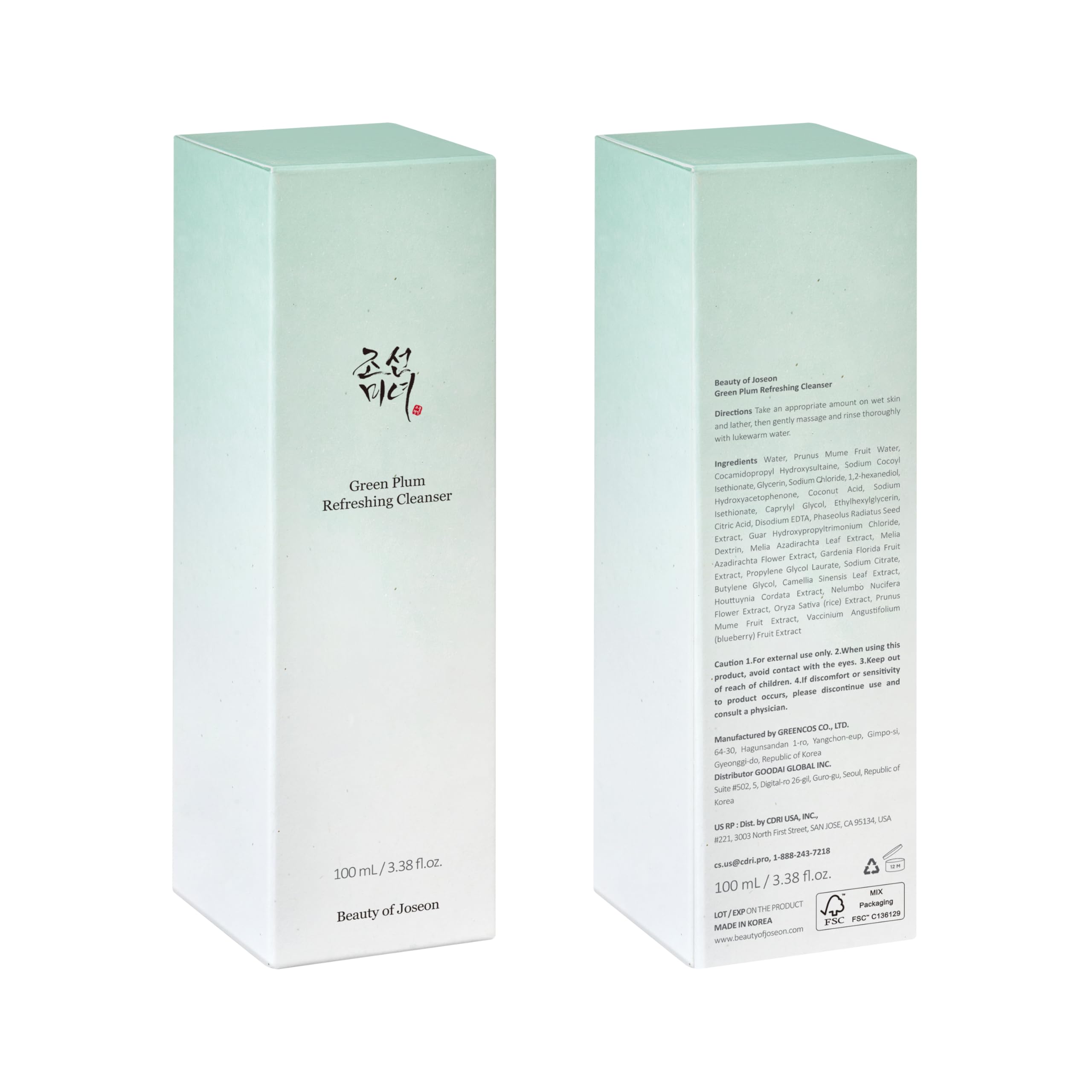 Beauty of Joseon Green Plum Refreshing Cleanser Gel Type Deep Pore Cleansing, Face Cleansers for All Skin Types, Korean Skincare 100ml, 3.38 fl.oz