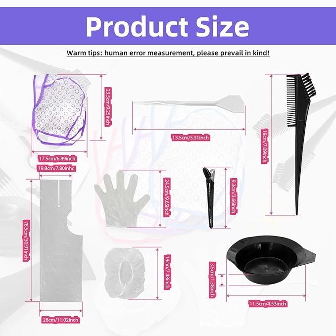53Pcs Highlighting Cap Kit, 5 Pieces Highlight Hair Cap with 3Pcs Plastic Hooks and 45 pcs Hair Dye Tools, for professional hair styling and dyeing
