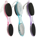 YIOYOODA Foot File Callus Remover 4-in-1, 3 Pcs Feet Scraper Pedicure Tools with Pumice Stone, Scrubber Brush, Foot Rasp and Sand Paper, Double Sided Multi Purpose, Clear Pink, Blue, Purple