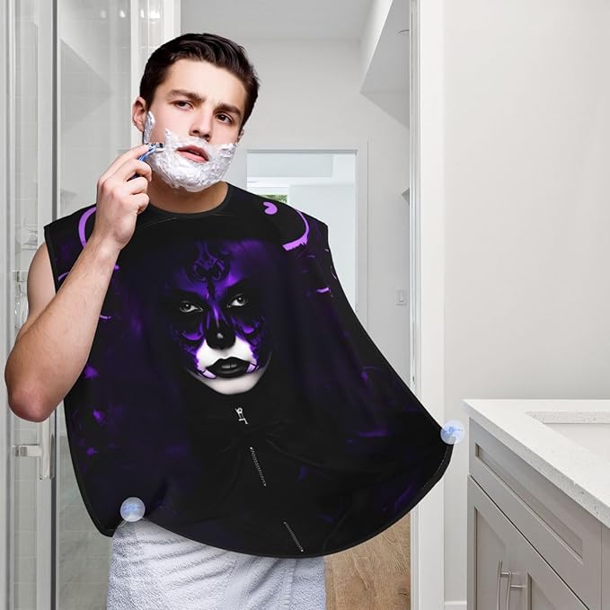Rabbit Background Print Beard Bib Shaving Apron, Beard Hair Trimming Cape Gift For Dad