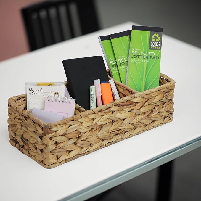 Water Hyacinth Bathroom Storage Basket with 3 Compartments