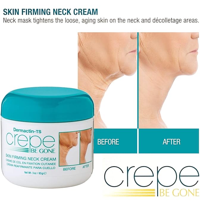 Dermactin Crepe Be Gone Firming & Smoothing Skin Regimen 4-PC Set - Includes Skin Firming Neck Cream, Hydrating Skin Firming Soufle, Exfoliating Body Polish & Collagen Chin Mask