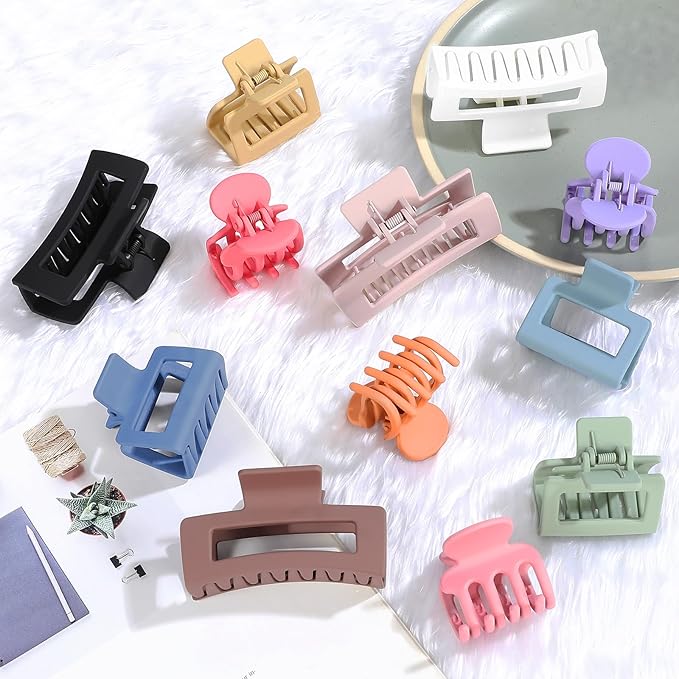 SMKSL 3 Styles Hair Clips for Women Small Medium Big Claw Clips for Thin Thick Hair 12 Pcs Hair Claw Clips Hair Clips Combination Hair Accessories for Women (Multicolor)
