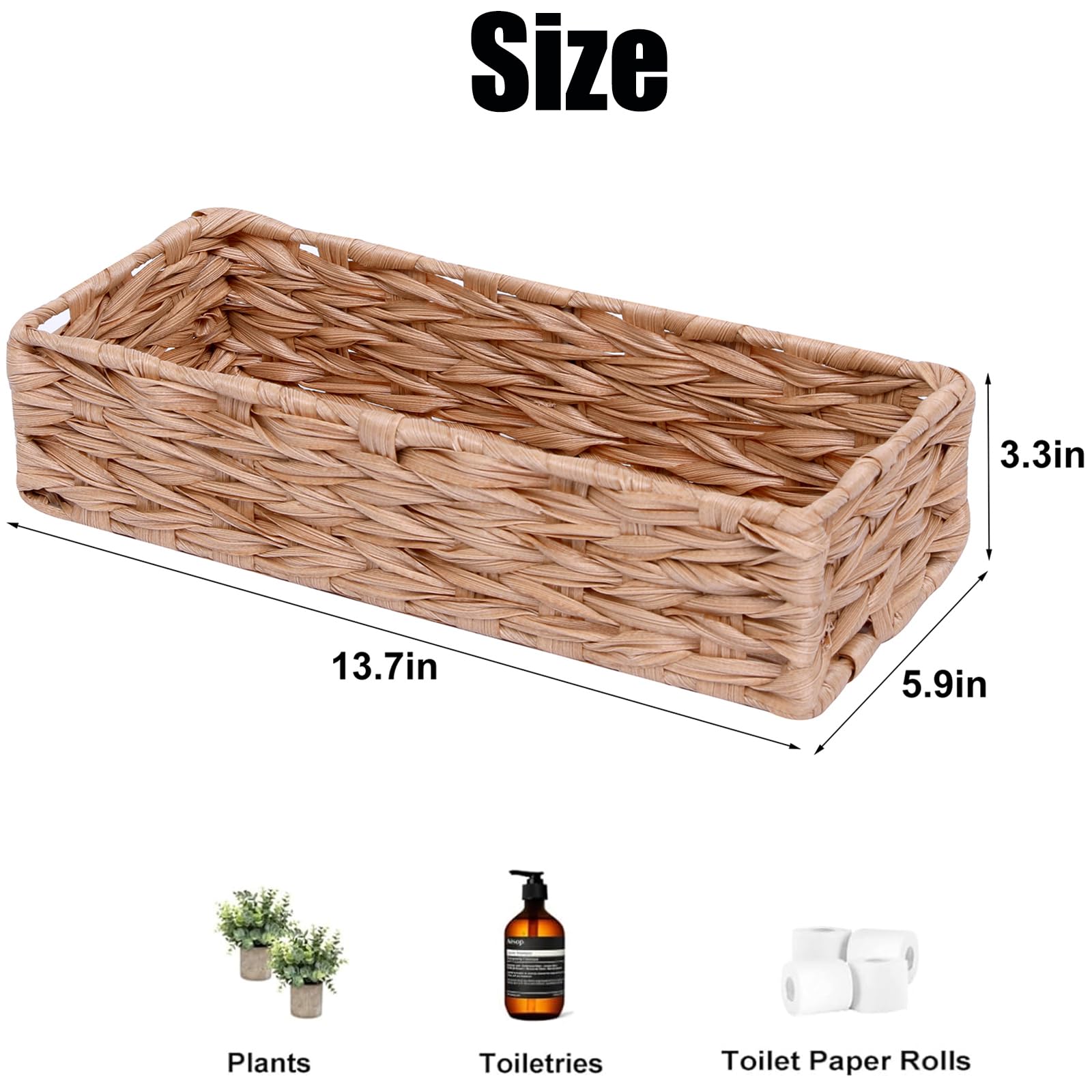 Handwoven Storage Basket Tissue Holder Box Toilet Paper Office Drawer Organizer