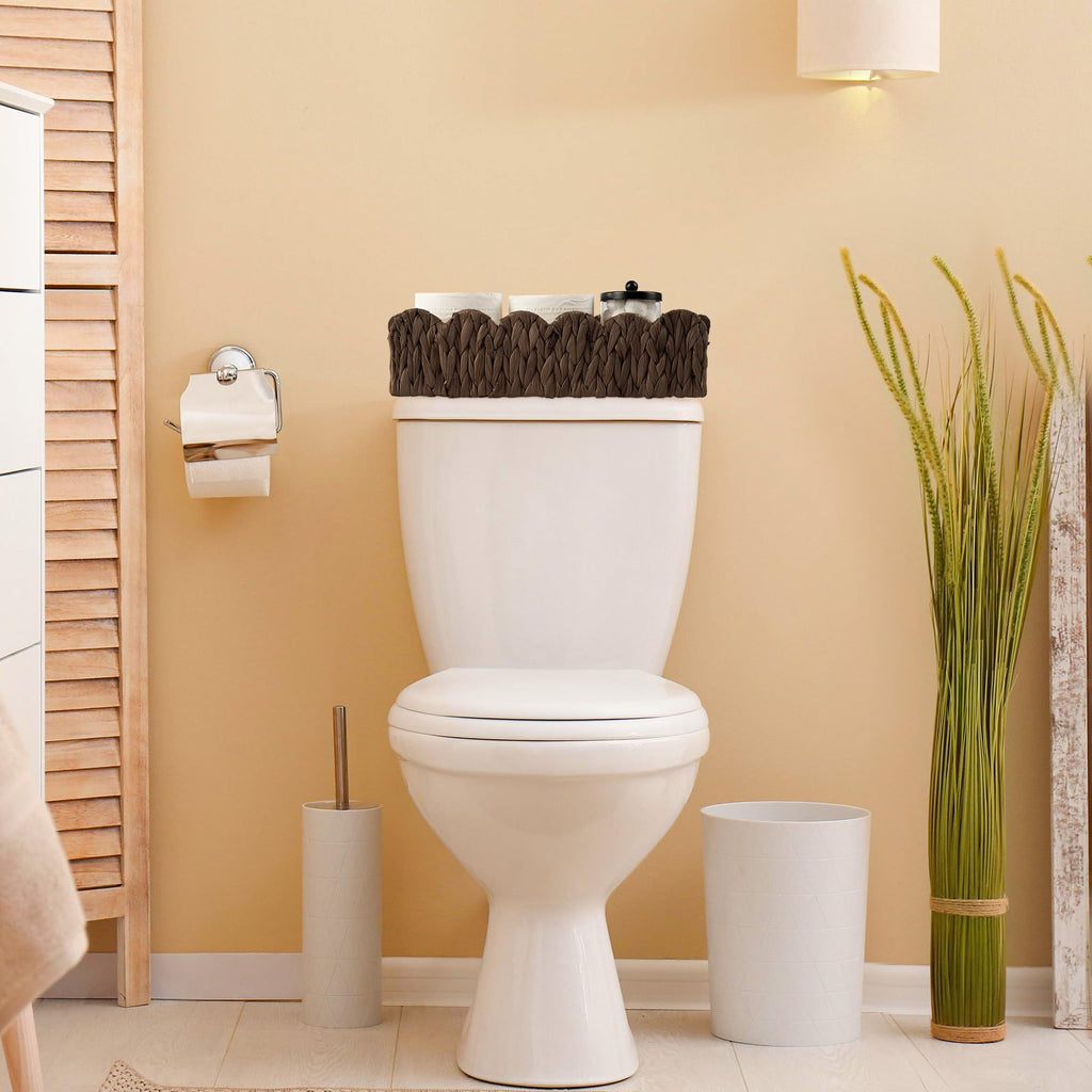 Toilet Paper Storage Basket Bathroom Counter Organizer Wicker Baskets for Organizing Cute Basket for Bedroom Nursery Room Kitchen Bathroom Decor -Dark Brown