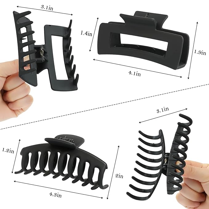 laxizar 8 Pack Claw Clips Rectangular Hair Clips for Women Girls Large Bandana Clips Strong Hold Hair Jaw Clips