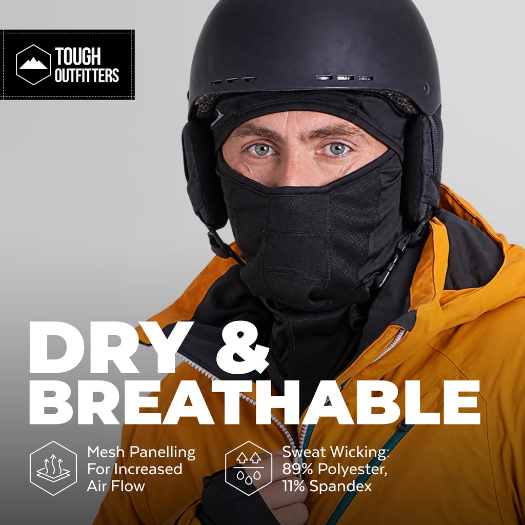 Balaclava Ski Mask - Winter Face Mask for Men & Women - Shiesty Full Face Cover - Cold Weather Snow Gear for Skiing, Snowboarding, Running & Motorcycle - Pasamontañas para Hombre - Black