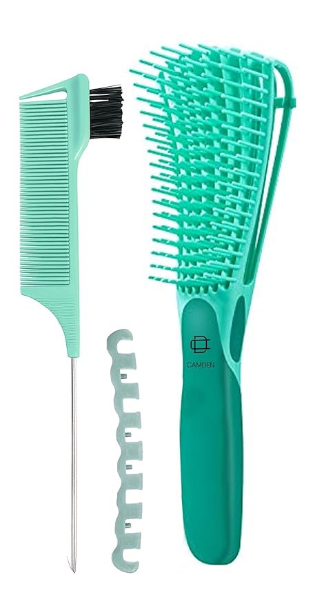 Premium Detangler Hair Brush w/Ergonomic Grip (Green)