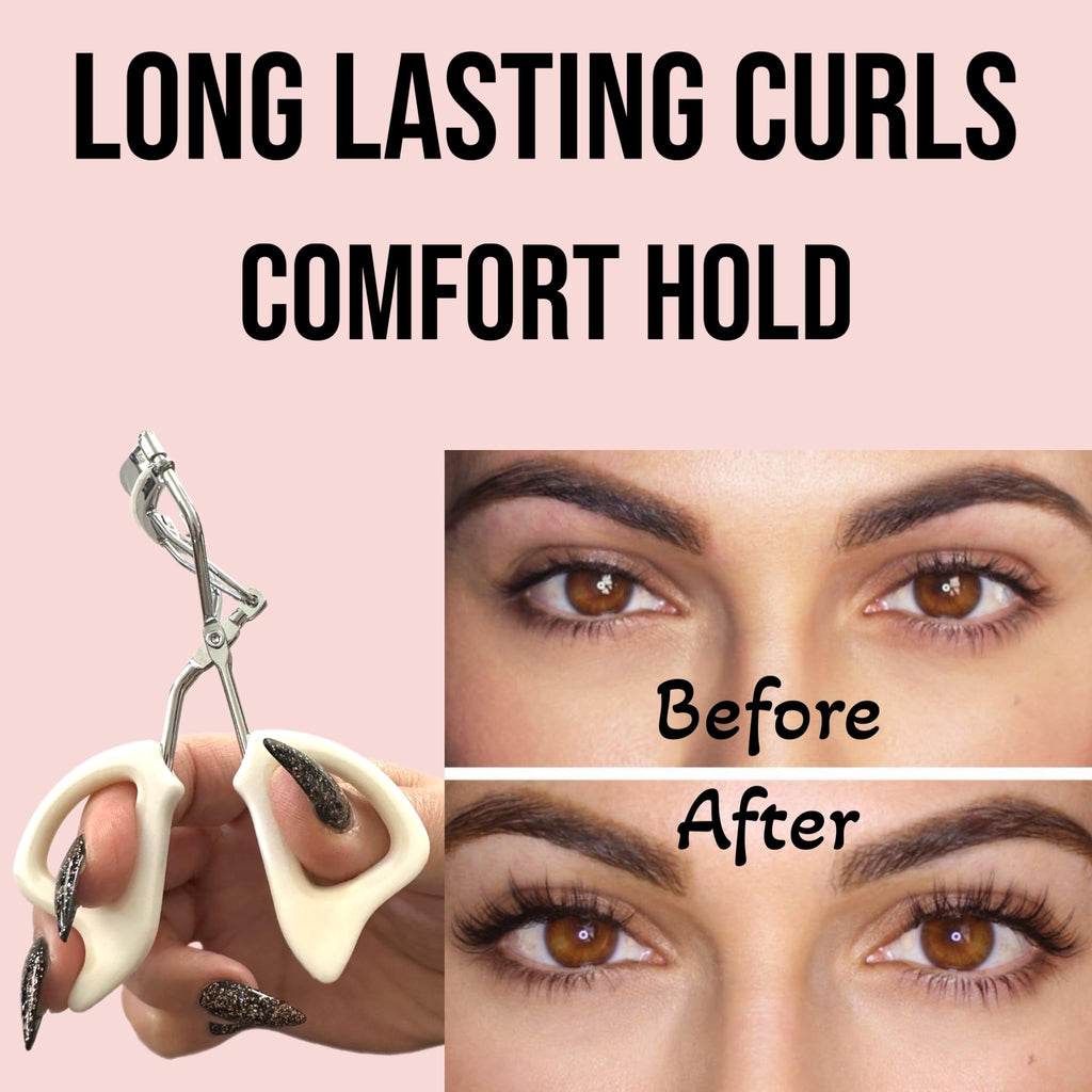 Precision Comfort Hold Easy Grip Professional Eyelash Curler Long Lasting Lifted Eyelashes Ergonomic Comfort Hold Voluminous Curls in Seconds Non-Slip Finger Grip (x2 White)