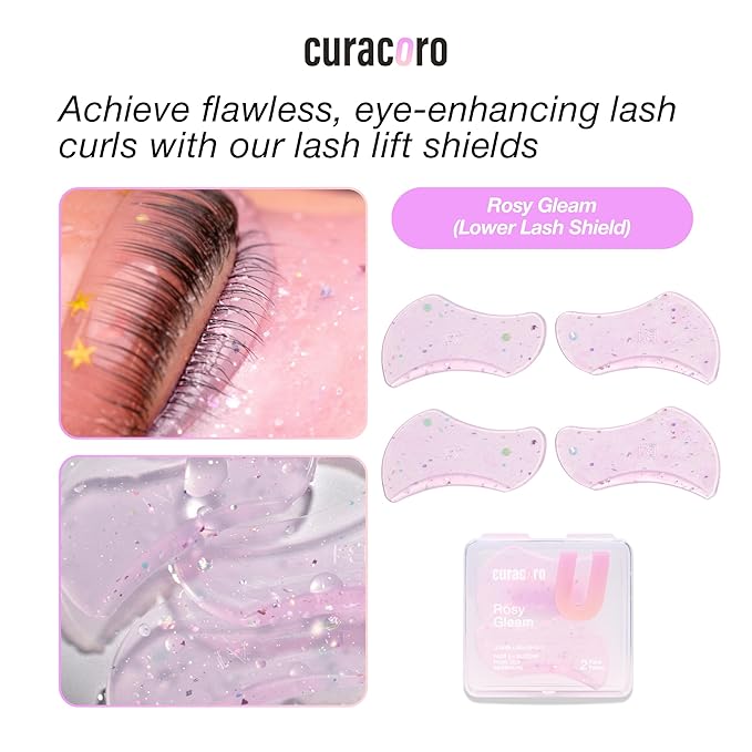 Curacoro Lower Lash Lift Shields, 4 Pcs Self-Adhesive Silicone Pads