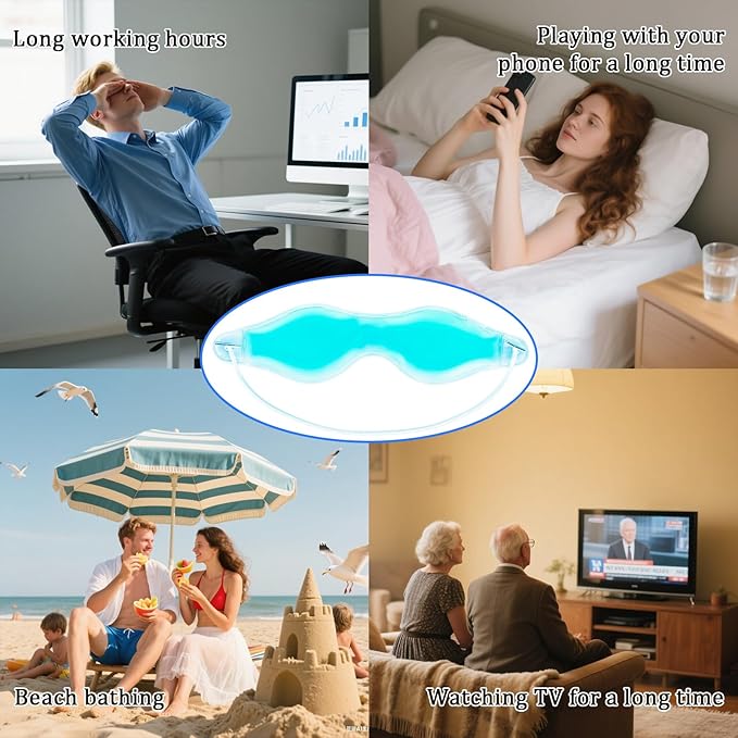 Cooling Eye Mask - Gel Ice Pack Reusable Cooling Eye Pads and Under Patches,Eye Hot Cold Treatment for Redness,Pain Relief Relax (Blue)