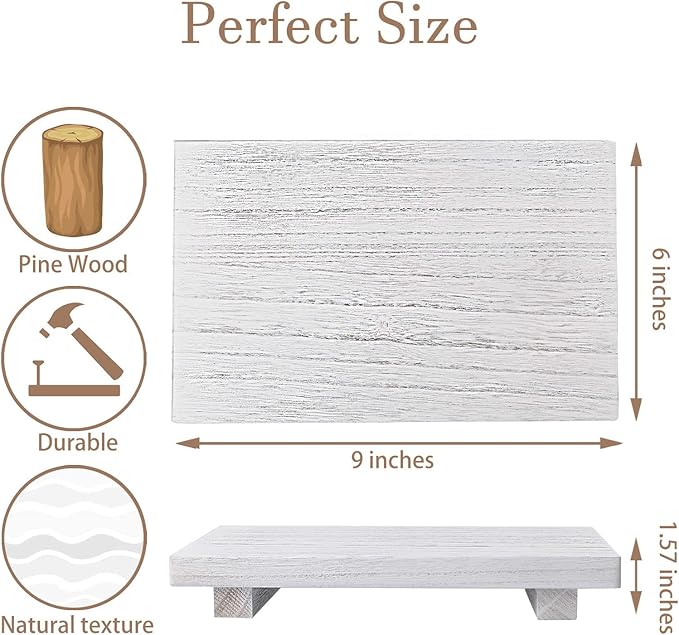 Wood Bathroom Tray Farmhouse Decor Kitchen Soap Holder, 9"x6" White
