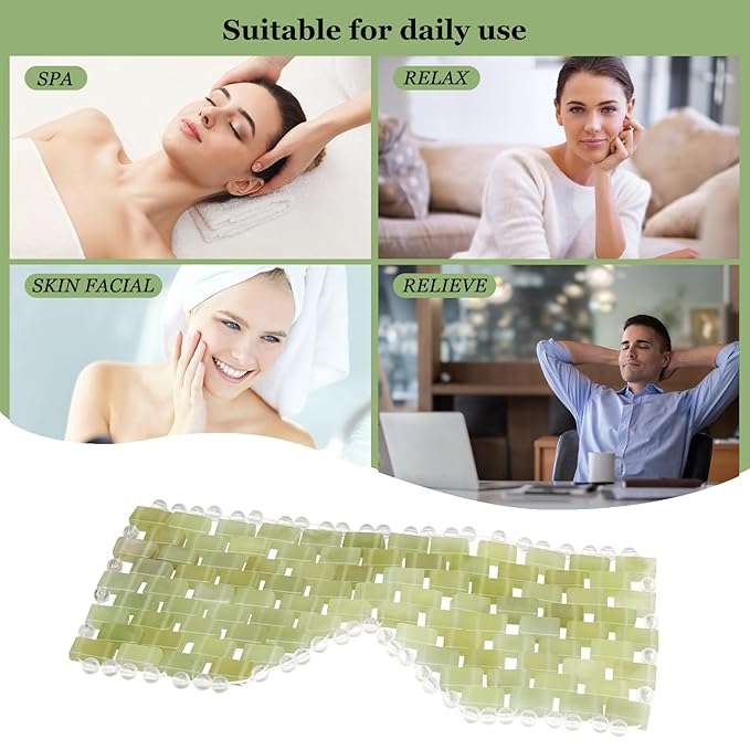 LazyGa Jade Eye Mask, Facial Cooling Mask with 100% Real Jade for Hot & Cold Therapy to Reduce Wrinkles, Puffiness, Migraines, and Anti-Aging