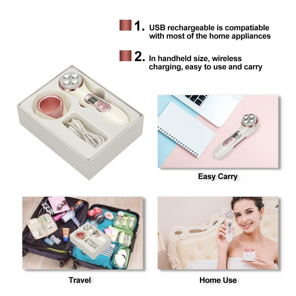 MiSMON High Frequency Facial Machine Light Theraphy Micro-Current Device, 5 in 1 Multifunctional Facial Massager for Face