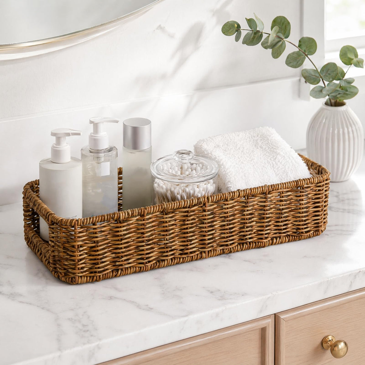 ZAVOOS 2 Pack Toilet Tank Basket with Handwoven Built-in Handle