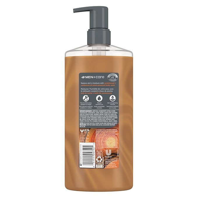 DOVE MEN Moisturizing Body Wash for Men, Sandalwood + Cardamom Oil, 26oz