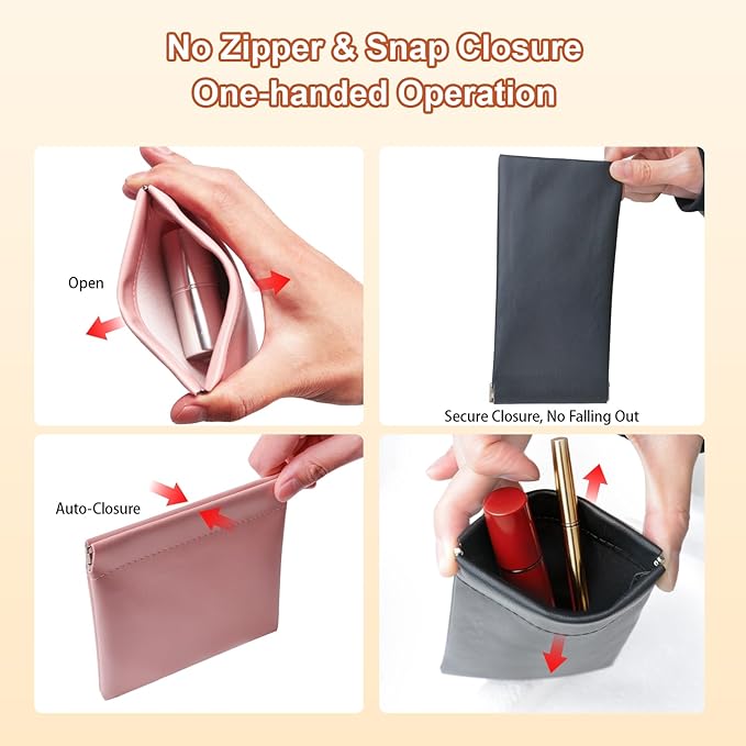 Muswelf 6 Pack 2 Sizes Small Makeup Pouches, Soft Squeeze Purse Pouches, PU Leather Coin Pouch, Sunglasses Case, Lipstick Case, Mini Travel Organizer for Women