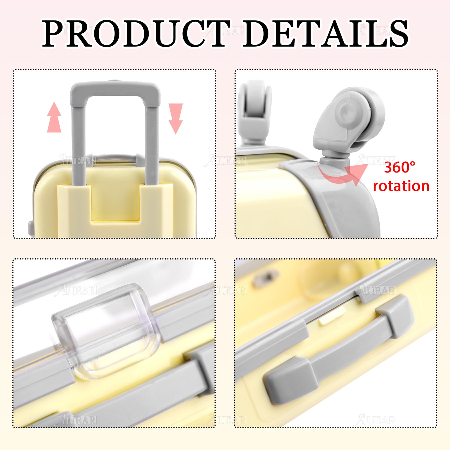 AUEAR 2 Pack Mini Empty Luggage Storage Box Clear Suitcase Packaging Case