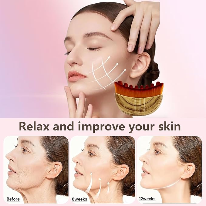 Lymphatic Contour Face Brush, Super Soft Manual Lymphatic Drainage Massager for Sculpting, Relieve Fatigue & Reduce Puffiness, with Portable Case Suitable for Facial Cleansing and Massage (1-PCS)