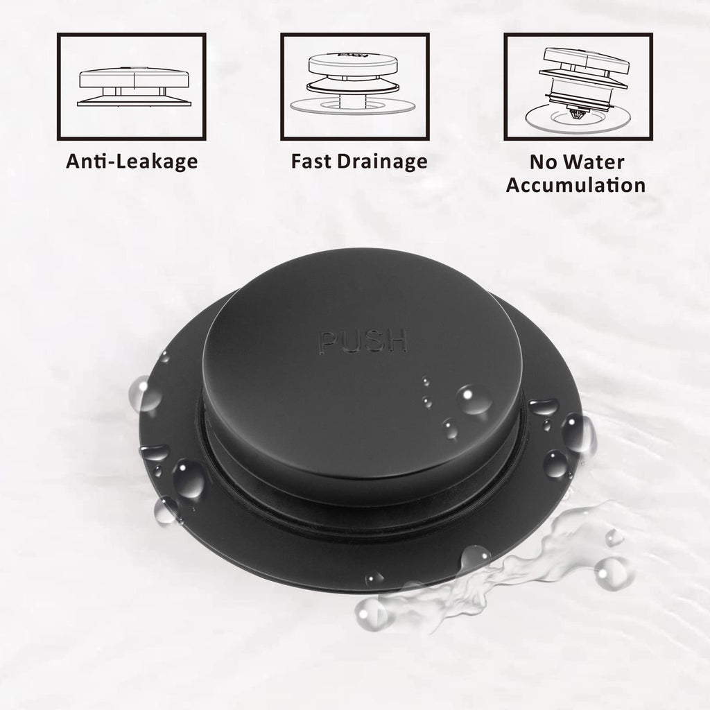 Artiwell Universal Tip Toe Bath Drain Stopper and Cover, Bathtub Drain Stopper, Replaces Lift and Turn, Tip-Toe and Trip Lever drains for Tub, EZ Installation and Clearing (MATT Black)