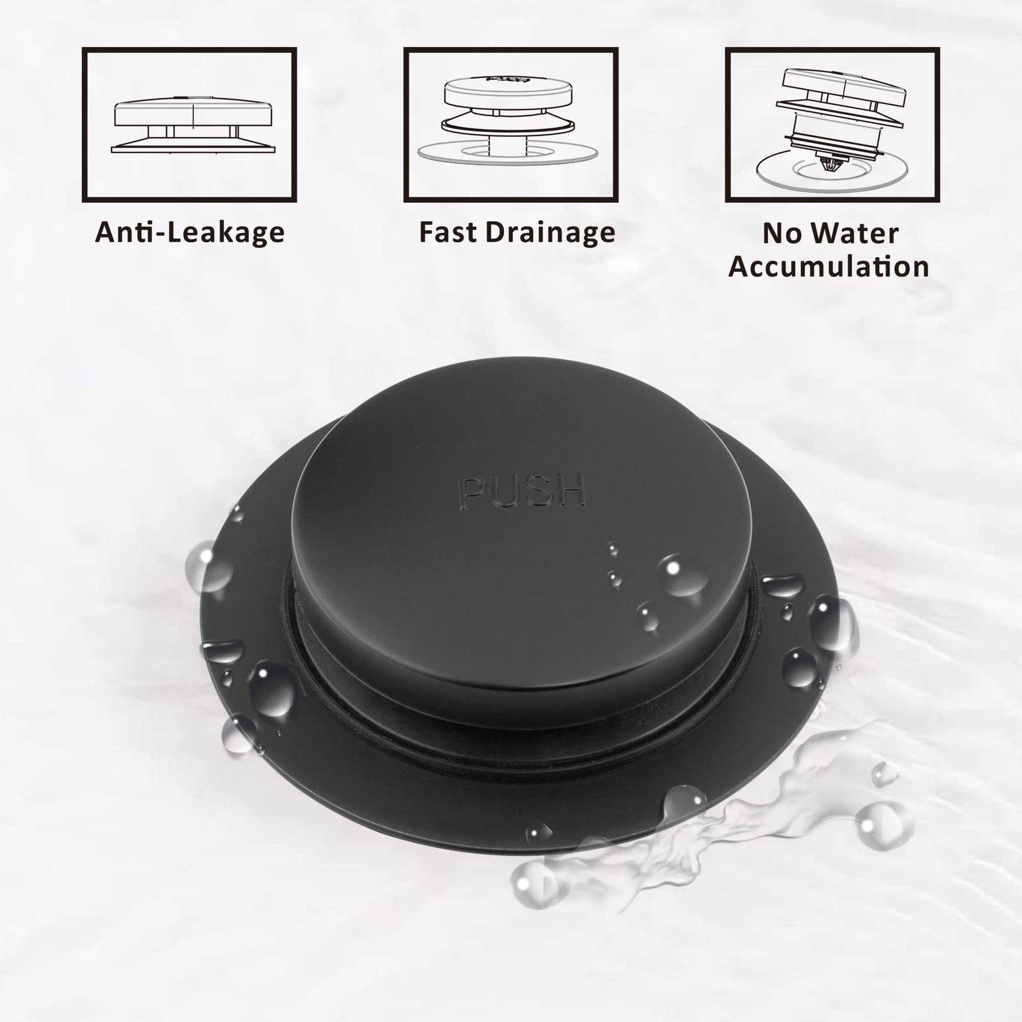 Artiwell Universal Tip Toe Bath Drain Stopper and Cover, Bathtub Drain Stopper, Replaces Lift and Turn, Tip-Toe and Trip Lever drains for Tub, EZ Installation and Clearing (MATT Black)