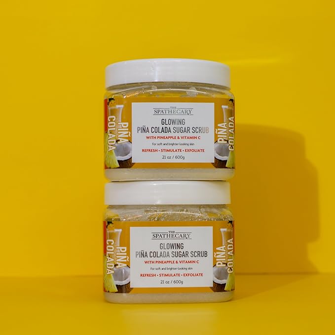 Pina Colada Sugar Scrub - Exfoliating & Hydrating Body Scrub With Pineapple and Vitamin C for Softer, Glowing & Brighter Smooth Looking Skin, Body Care Exfoliator & Cleanser, 21 oz