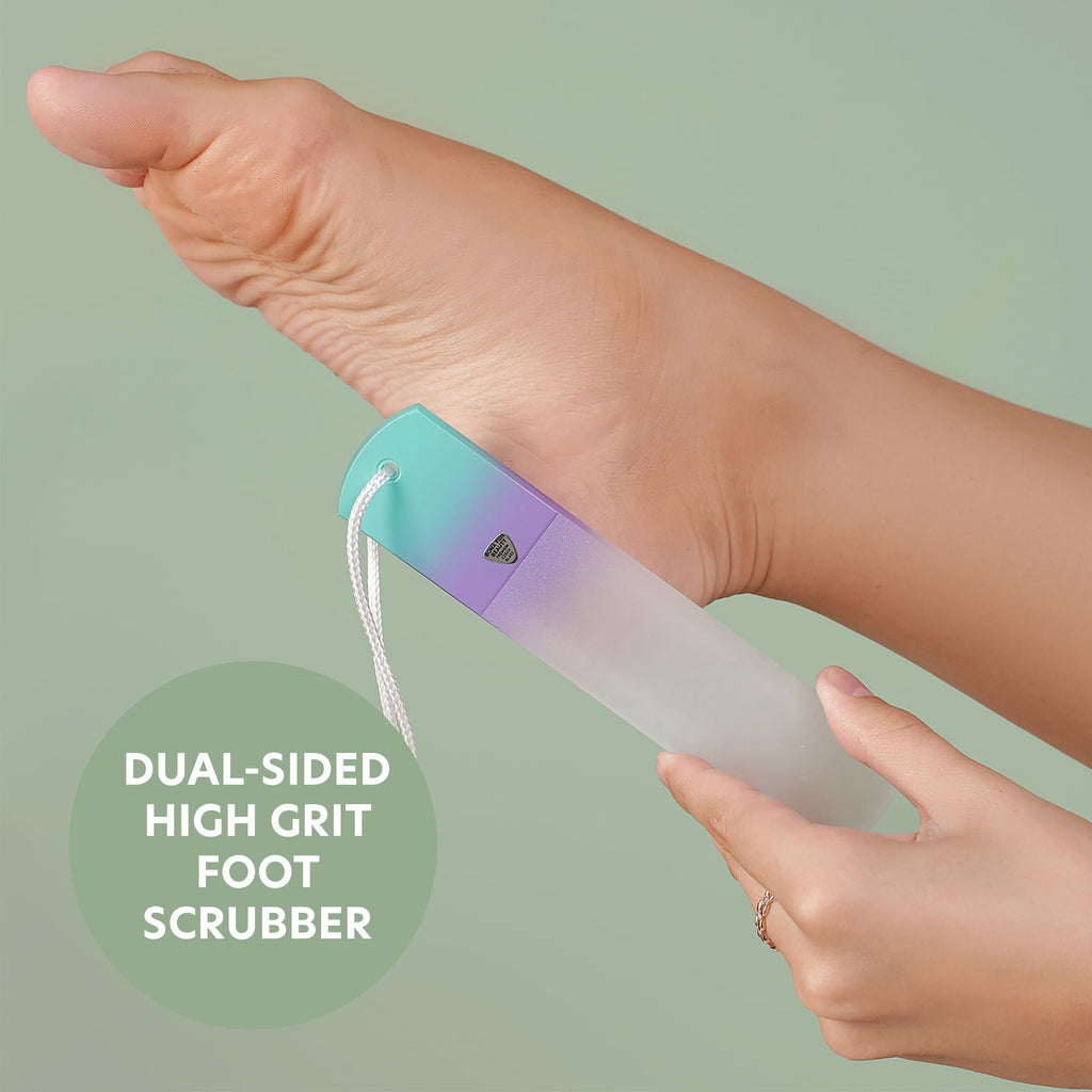 Bona Fide Beauty Czech Glass Foot Callus Remover with Sleeve, Sea Spritz