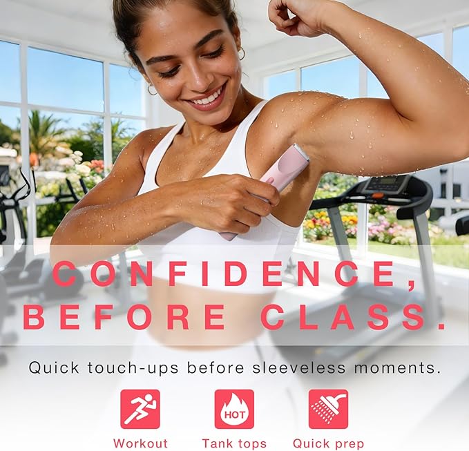 Bikini Trimmer Electric Razors for Women, Personal Shaver for Pubic Hair, Bikini Line, Legs, Underarms & Face, USB-C Rechargeable, Gentle on Sensitive Skin, Rinsable, Gift, Petal Pink