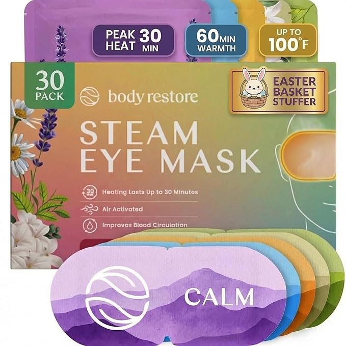 Body Restore Heated Eye Mask for Dry Eyes 30 Pack – Fathers Day Gift for Dad, Birthday Gifts for Women and Men, Self Heating Warm Compress, Relaxation – Variety