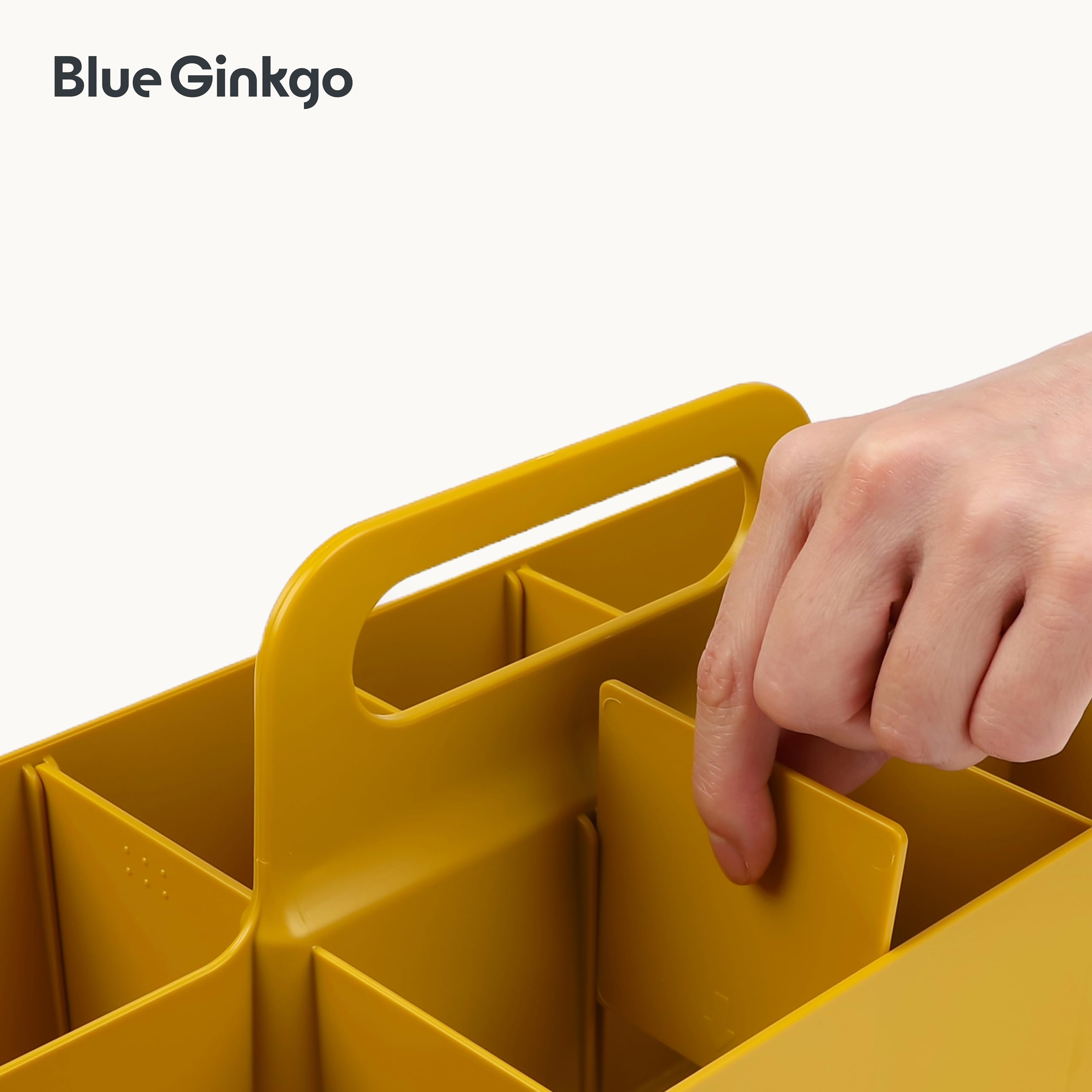BLUE GINKGO Stackable Organizer Caddy, Long, Yellow, Made in Korea