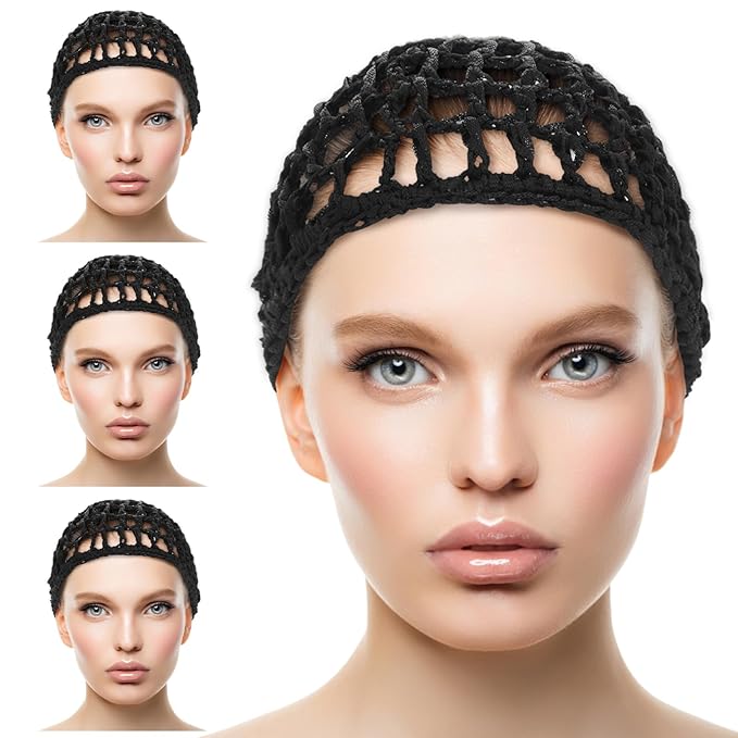 Hair Net For Women 3 PCS Sleeping Wrap Sleep Press Cap Crochet Wraps Mesh Bonnets Curly Straight Hair Drying Caps Wig Hairnet Sew In Weave Snoods Bonnet Bathing Accessories Shower Caps