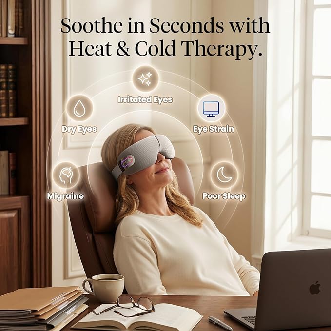 BOB AND BRAD EYEFLOW Eye Massager with Heat & Cooling,FSA Eligible & HSA - Semiconductor Cold Compress Eye Mask for Migraines & Dry Eyes, Heated Temple Massager, Fathers Day Dad Gifts for Men
