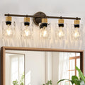 MOKATNG Bathroom Light Fixtures, 5-Light Coastal Vanity Lights with Crystal Glass Shade, Oil-Rubbed Bronze Bathroom Wall Lamp for Mirror Kitchen Hallway Cabinet