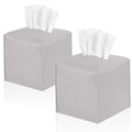 2 Pack, VIVIDLY Tissue Box Cover Holder, Square Modern PU Leather Tissue Box Holder, Can be Used for Bathroom Dressing Table, Bedside Table, Office Desk & Car 5"X5"X5"- (Grey, 2)