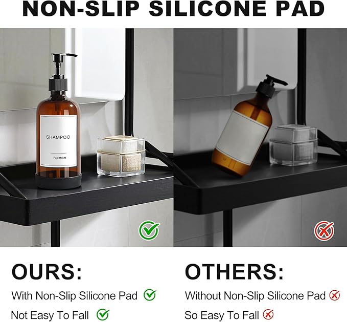 GMISUN Glass Shampoo and Conditioner Dispenser with Silicone Boot, Shower Soap Dispenser Bottles with Labels, Refillable Shampoo Conditioner Body Wash Dispensers