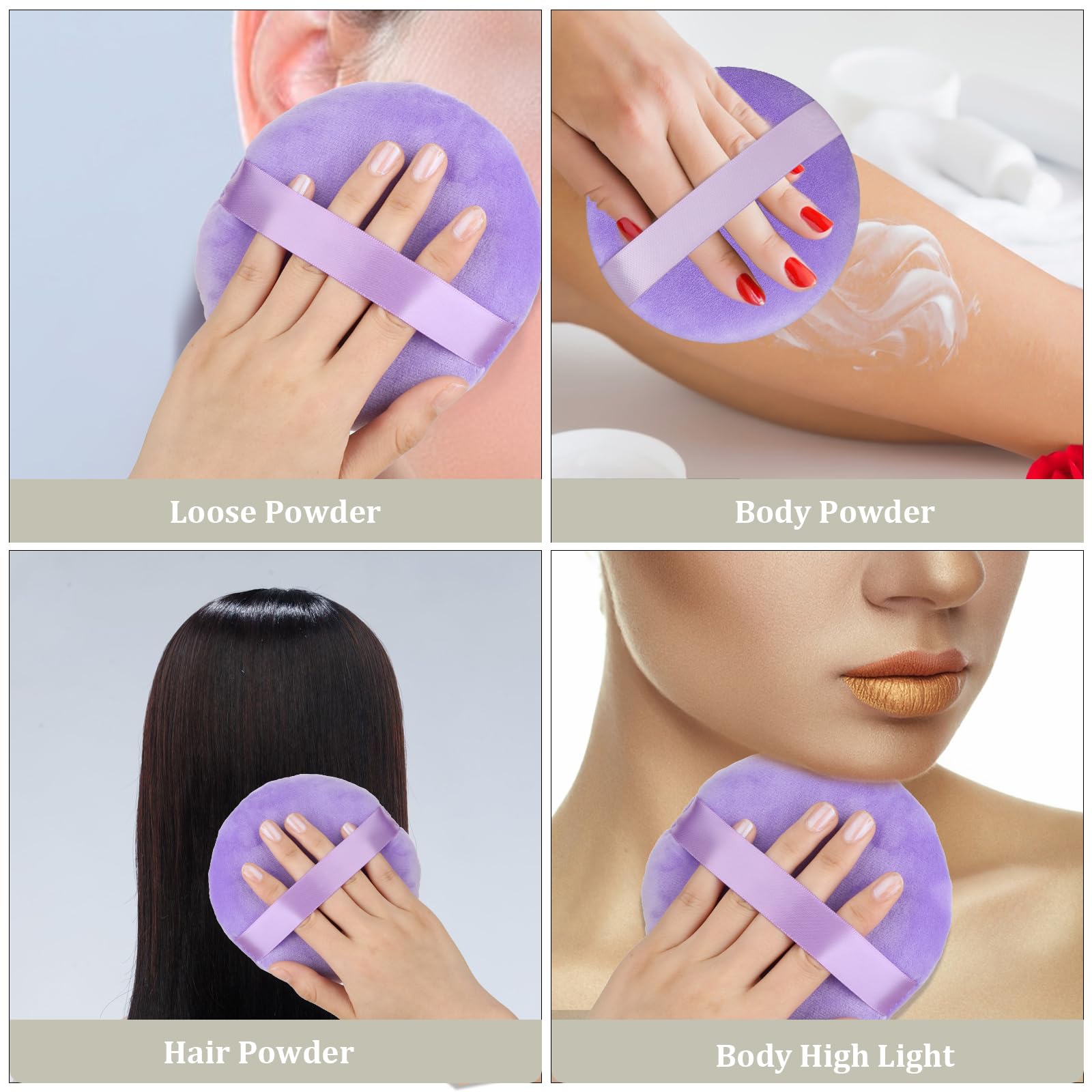 Large Size Body Puff, 5 Inches Ultra Soft Velour Puffs Washable Round Makeup Sponge Applicator for Face Cleaning, Makeup & Loose Bath Setting Body Powder, Foundation Blending