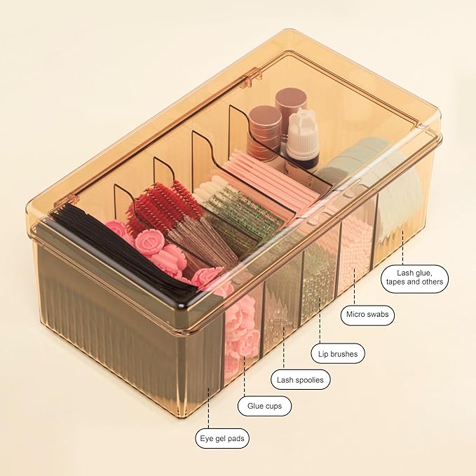 Acrylic Eyelash Extension Organizer, Large Capacity Lash Supplies Storage Container Box, Makeup Cart With Lashes Extension Supplies