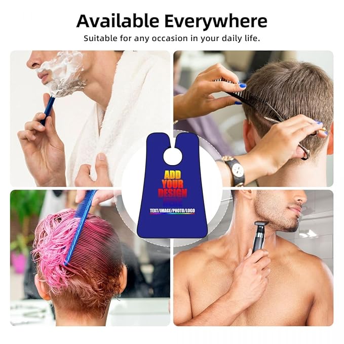 Custom Beard Bibs Apron Personalized Beard Hair Catcher Add Photo Picture Text Waterproof Beard Shave Cape for Shaving Trimming for Birthday Father's Day Gifts Blue