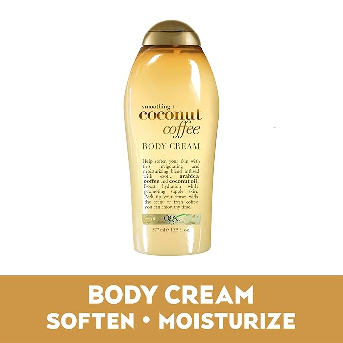 OGX Smoothing + Coconut Coffee Body Cream 19.5 oz, (Pack of 2)