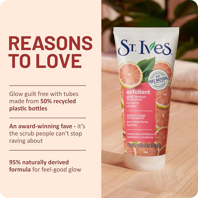 St Ives Scrub, Even & Bright Pink Lemon & Mandarin Orange 6 Ounce (Pack of 3) by St. Ives