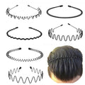 Metal Headband for Men, Adjustable Wavy Hair Band, Classic Wave 6 Pcs