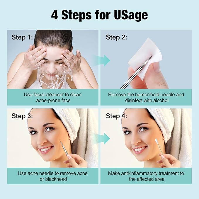 MUIIGOOD 3Pcs Blackhead Remover Pimple Popper Tool Kit Pimple Extractor Acne Treatment Surgical Grade Blackhead Comedone Removal Popper Tool Cleaning Brush for Face Nose Lips