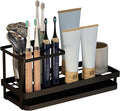 Toothbrush Holders for Bathroom,Carbon Steel Bathroom Organizer Countertopr for Electric Toothbrush,Toothpaste and Razors-Which is Perfect for Countertop Storage,Shower,Sink (Black)