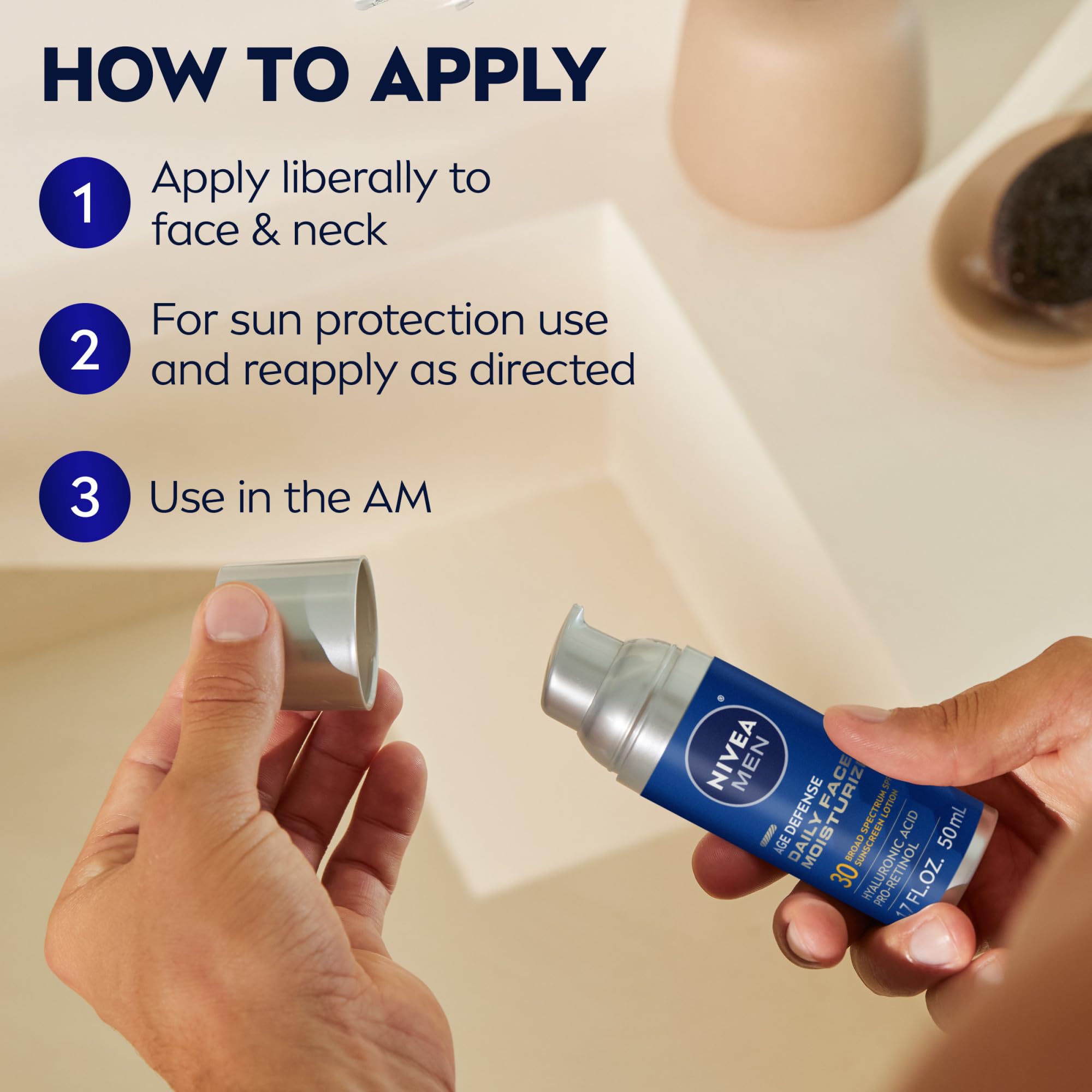 NIVEA MEN Age Defense Daily Face Moisturizer, SPF 30, 1.7 FL OZ