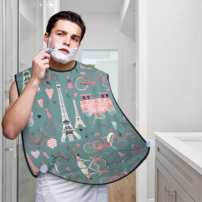 Rabbit Background Print Beard Bib Shaving Apron, Beard Hair Trimming Cape Gift For Dad