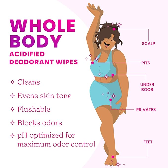 Lume Acidified Deodorant Wipes - 24 Hour Odor Control - Whole Body Deodorant Wipes - Aluminum Free, Baking Soda Free, Skin Loving - Flushable - 15 Count - 3 Pack (Soft Powder)