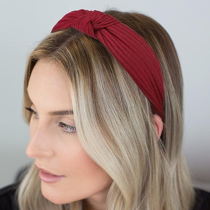 DRESHOW 8 Pack Knotted Headbands for Women Wide Turban Headband Yoga Exercise Ribbing Hair Hoop Hair Bands Accessories