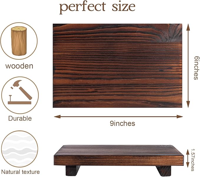 Bathroom Tray Wood Riser Kitchen Decor Soap Holder, 9" x 6" Dark Brown