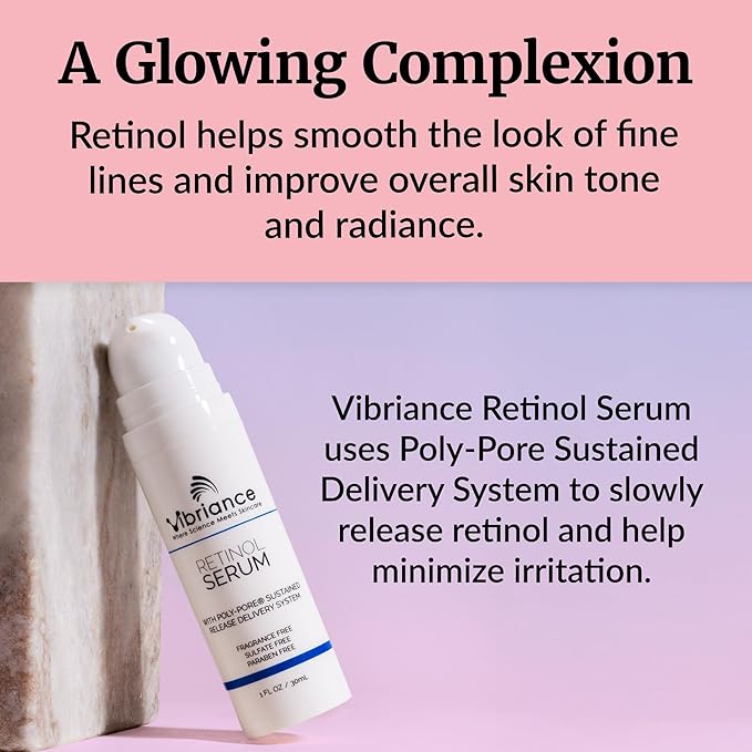 Vibriance Retinol Serum for Face - Reduces Appearance of Deep Wrinkles and Large Pores, Enhances Tone, Improves Complexion - Sensitive, Mature Skin Night Cream - 1 fl oz